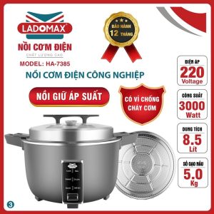 Nồi cơm điện công nghiệp thế hệ mới giữ áp suất Ladomax dung tích 8.5 Lít, công suất 3000W
