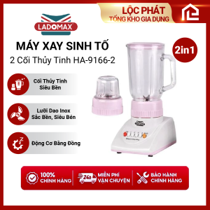 Máy Xay Trái Cây Đa Năng Ladomax HA-9166-2 Công Suất 420W, 2 Cối Thủy Tinh, An Toàn BH 12 Tháng