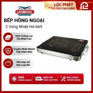 Bếp hồng ngoại 2 vòng nhiệt 2200W Ladomax HA-669 không kén nồi, nướng được trên bếp BH12 Tháng