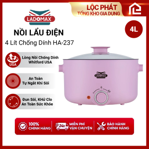 Nồi Lẩu Điện Ladomax HA-237 4 Lít Lòng Inox Phủ Chống Dính an toàn  Sức Khỏe chính hãng bh12 Tháng