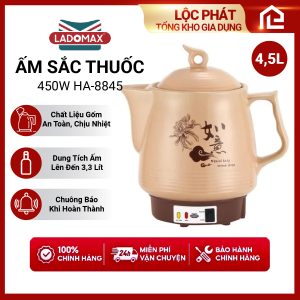 Ấm Sắc Thuốc LADOMAX HA- 8845 4,5L Có Chuông Báo Mâm Nhiệt Inox Giữ Ấm 2 Chế Độ Nấu BH 12 Tháng