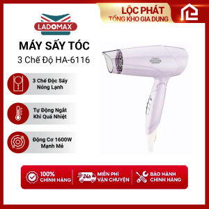 Máy Sấy Tóc LADOMAX HA-6116 Công Suất 1600W Có 3 Chế độ Sấy Nóng Lạnh Hàng Chính Hãng BH 12 Tháng