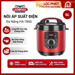 Nồi áp Suất Nắp Liền Ladomax HA-7866 6.0L Lòng Hợp Kim Nhôm Phủ Men Chống Dính BH 12 Tháng
