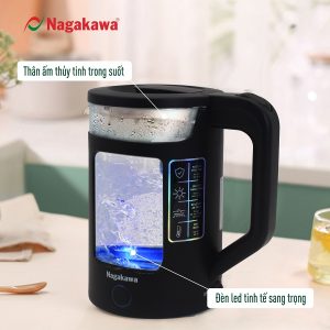 Ấm siêu tốc thủy tinh 1.7L Nagakawa NAG0317- Hàng chính hãng- Bảo hành 12 tháng
