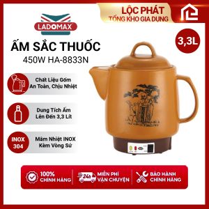 Ấm Sắc Thuốc LADOMAX HA- 8833N 3,3L Mâm Nhiệt Inox Giữ Ấm 2 Chế Độ Nấu Tự Ngắt BH12 Tháng