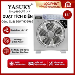 Quạt Tích Điện Dạng Hộp 14 Inch Công Suất 30W Tích Hợp 2 Bình Ắc Quy Và Đèn Bảo Hành 12 Tháng