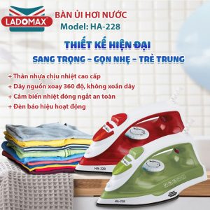 Bàn Ủi Hơi Nước LADOMAX HA-228 Công Suất 1600W 5 Chế Độ Ủi Hàng Chính Hãng Bảo Hành 12 Tháng