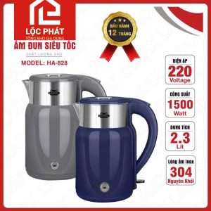 Ấm siêu tốc có chức năng giữ ấm Ladomax Ha-828, công suất 1500W, dung tích 2.3L, bảo hành 12 tháng